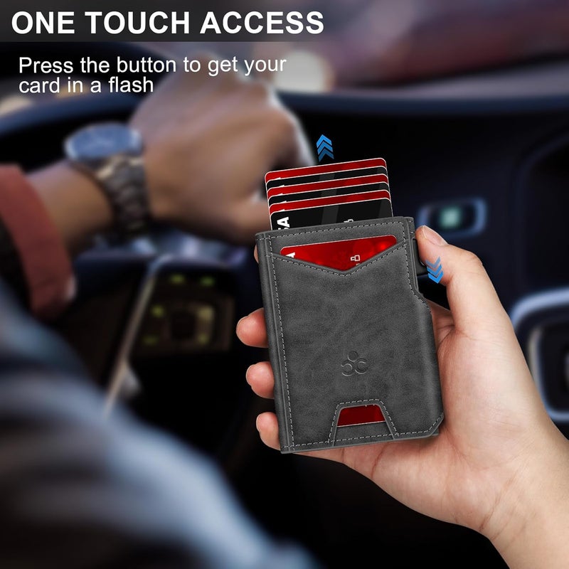 SEMORID محفظة للرجال مع حامل بطاقات رفيع قابل للفتح 9-13 بطاقة، محفظة ذكية مينيماست RFID مع حافظة بطاقات ائتمان مع نافذة هوية وفتحة نقدية قابلة للتمدد، علبة بطاقات معدنية مدمجة من الألمنيوم - Image 2